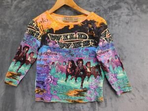 Don't Mess With Texas Womens Sz S Wild West Horses Graphic Top Cotton